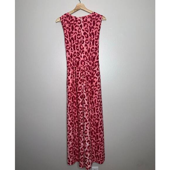 Kate Spade NWT Panthera Tie Waist Wide Leg Jumpsuit Pink Animal Print Size Large - Picture 10 of 10